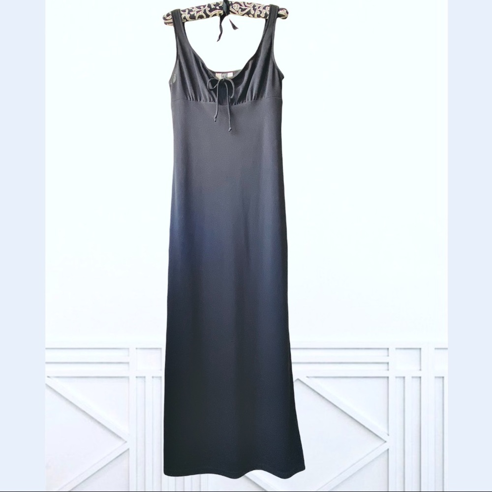 Vintage Y2K SMART SET Black Ruched Maxi Dress